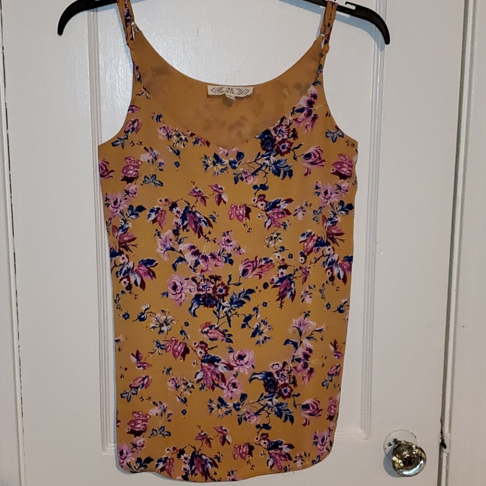 Pink rose spaghetti strap blouse